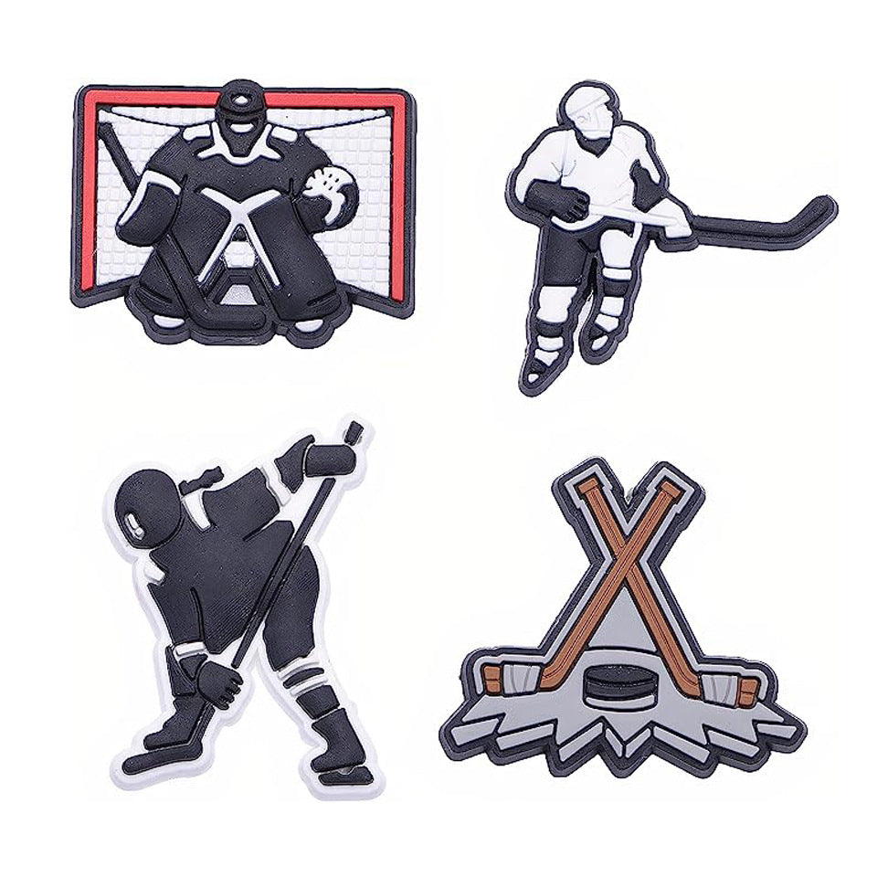 Al por mayor 10pcs PVC Diy Hole Zapatos Accesorios de la serie de hockey sobre hielo Flores